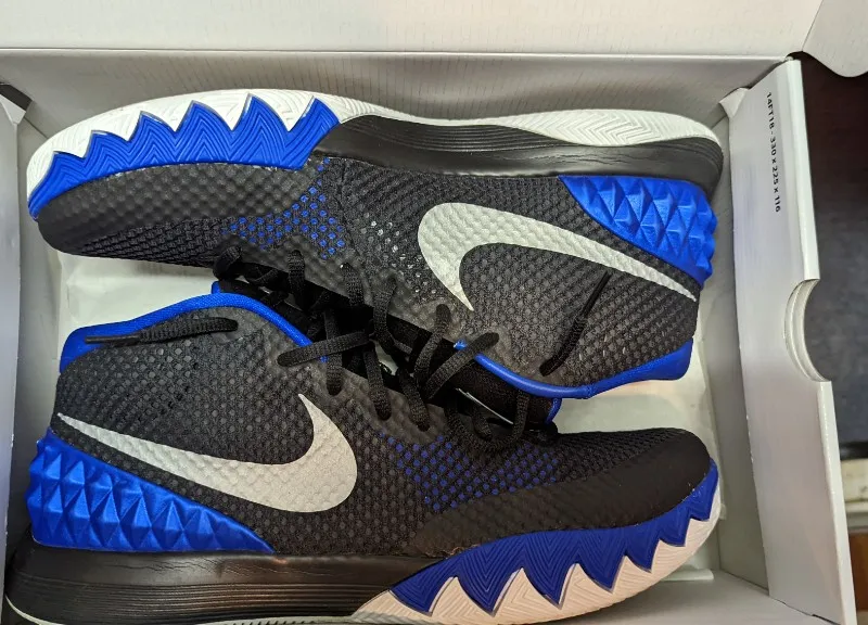 Nike Kyrie 1 Brotherhood sneakers in lyon blue, black, and white